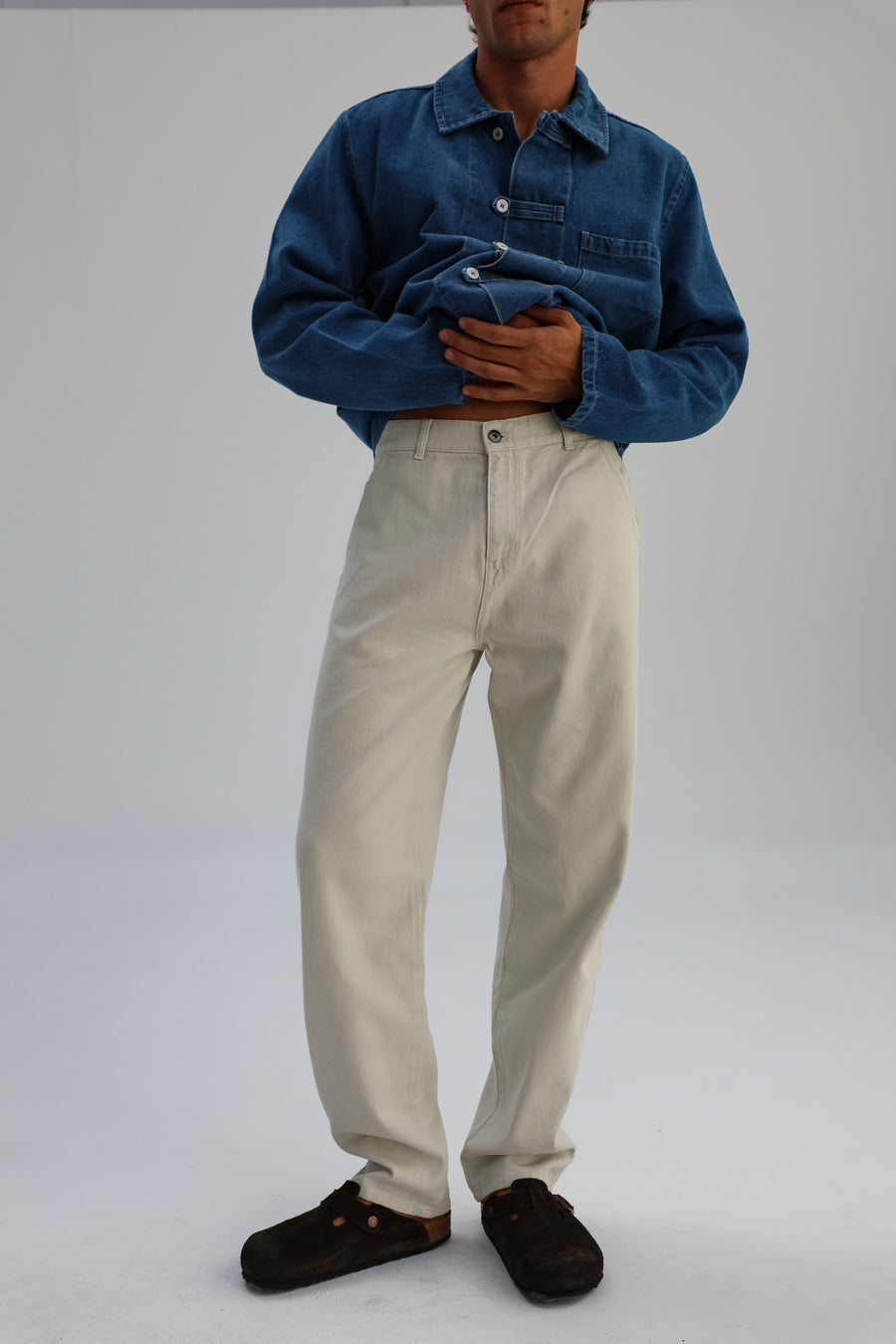 pantalón pernera recta hombre bolsillo lateral