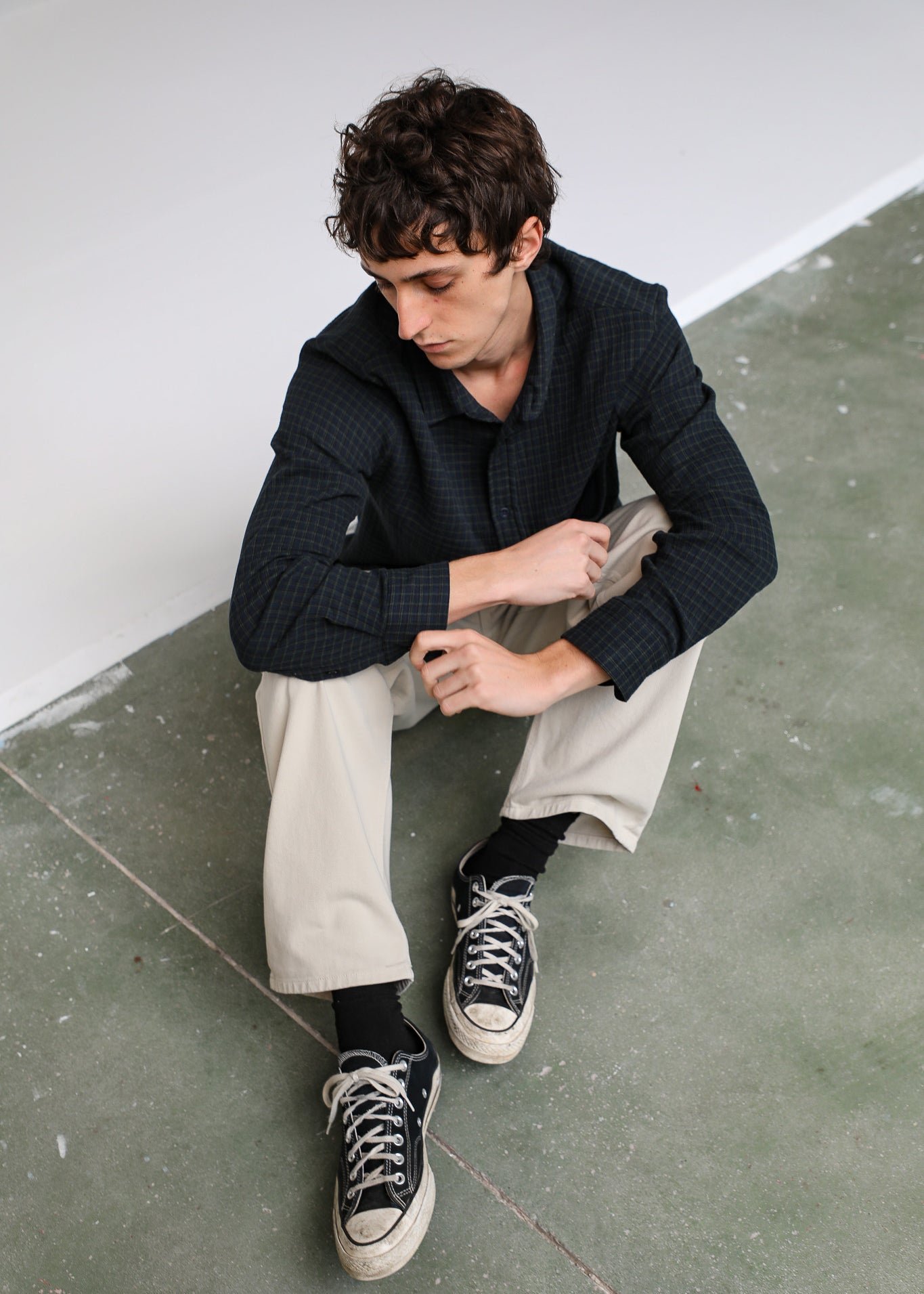 Square Shirt Navy & Green