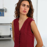 Linen Vest Burgundy