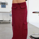 Cool Linen Skirt Burgundy