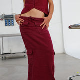 Cool Linen Skirt Burgundy