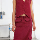 Linen Vest Burgundy