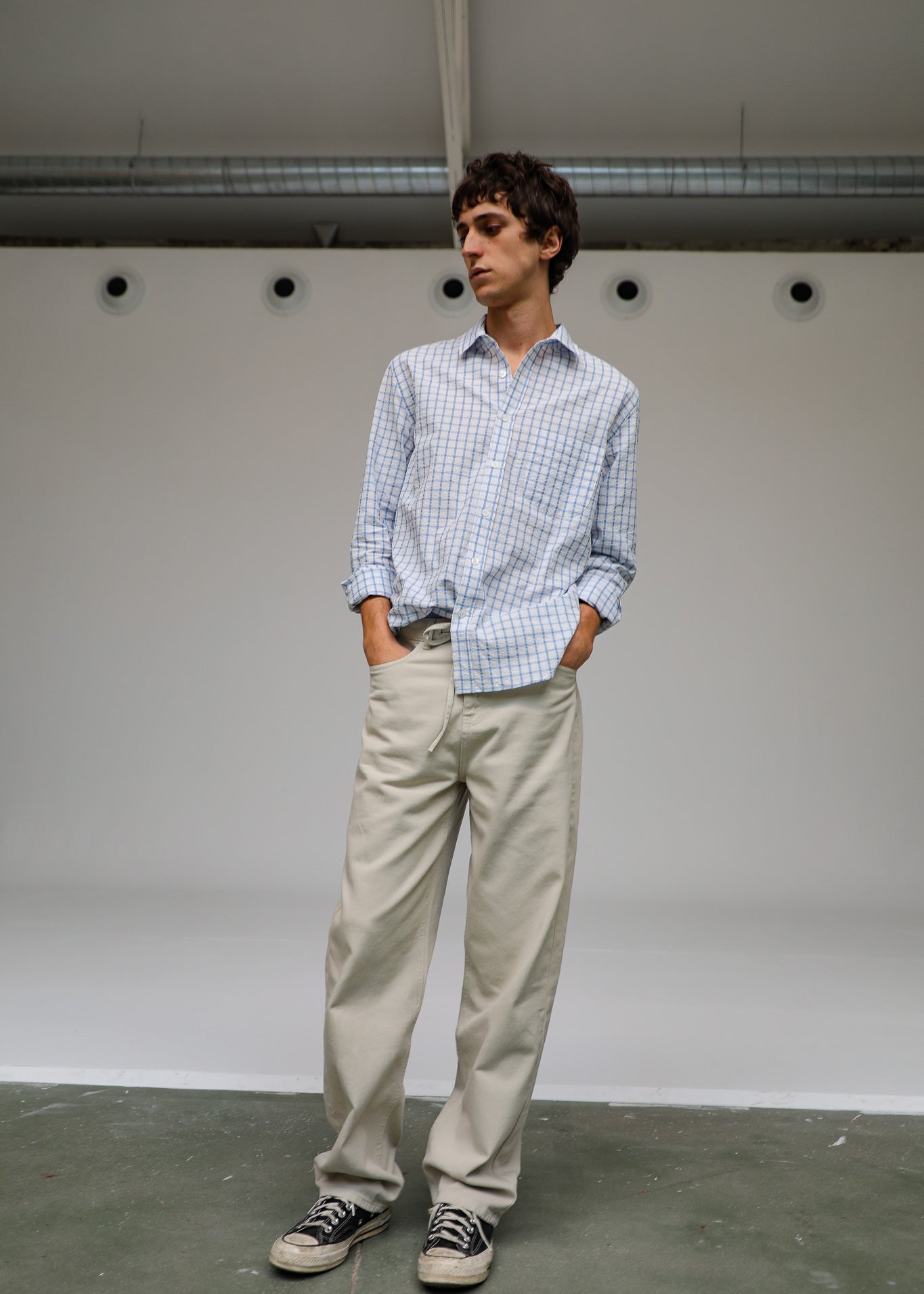 Square Shirt White & Blue
