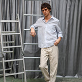 Square Shirt White & Blue