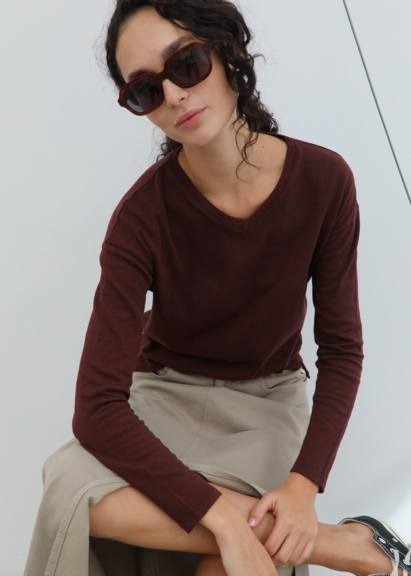 Cozy Long Trendy Burgundy