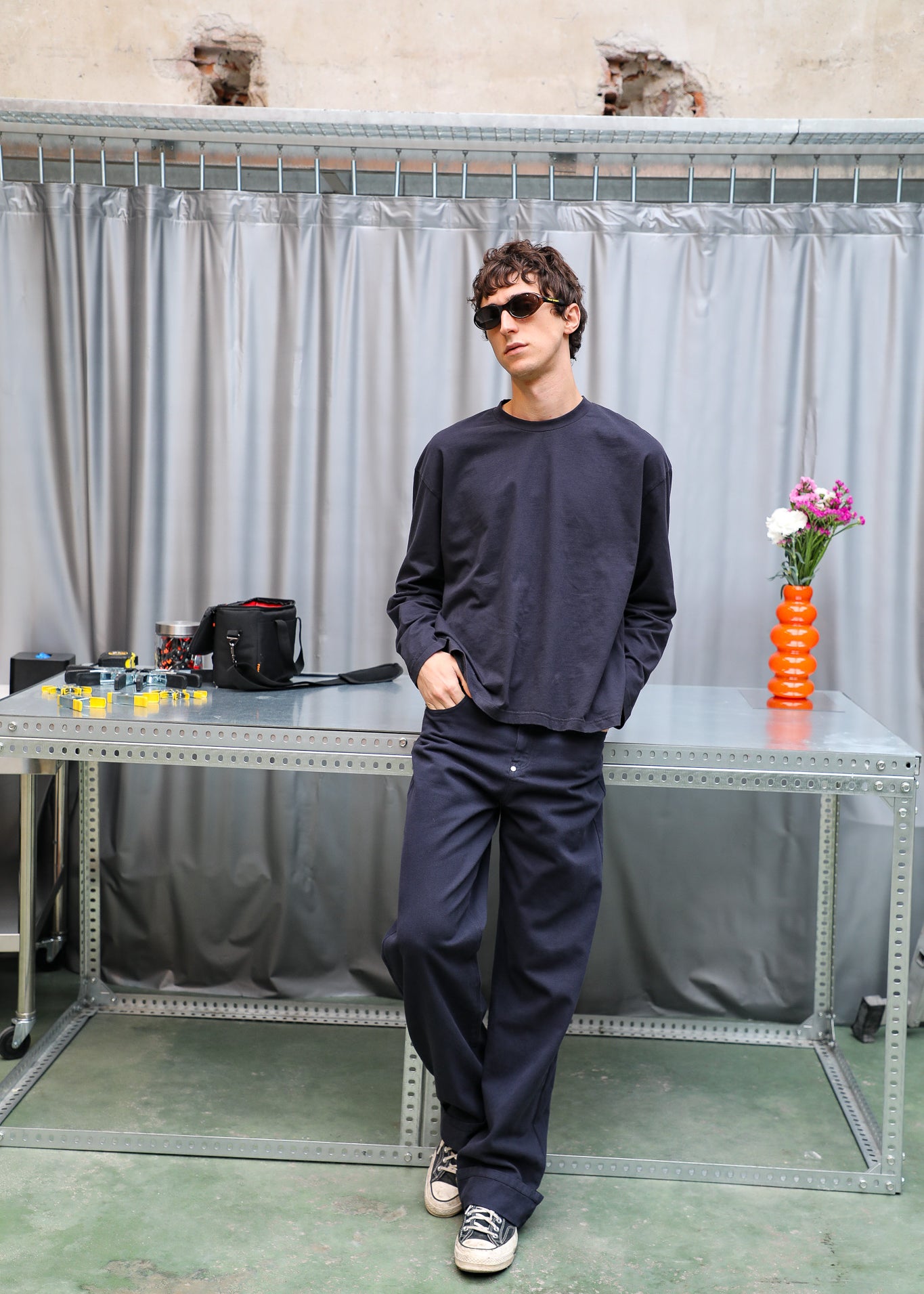 Back Detail Pants Dark Navy