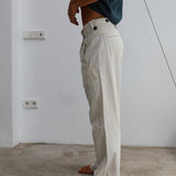 Modern Pleated Linen Pants Natural