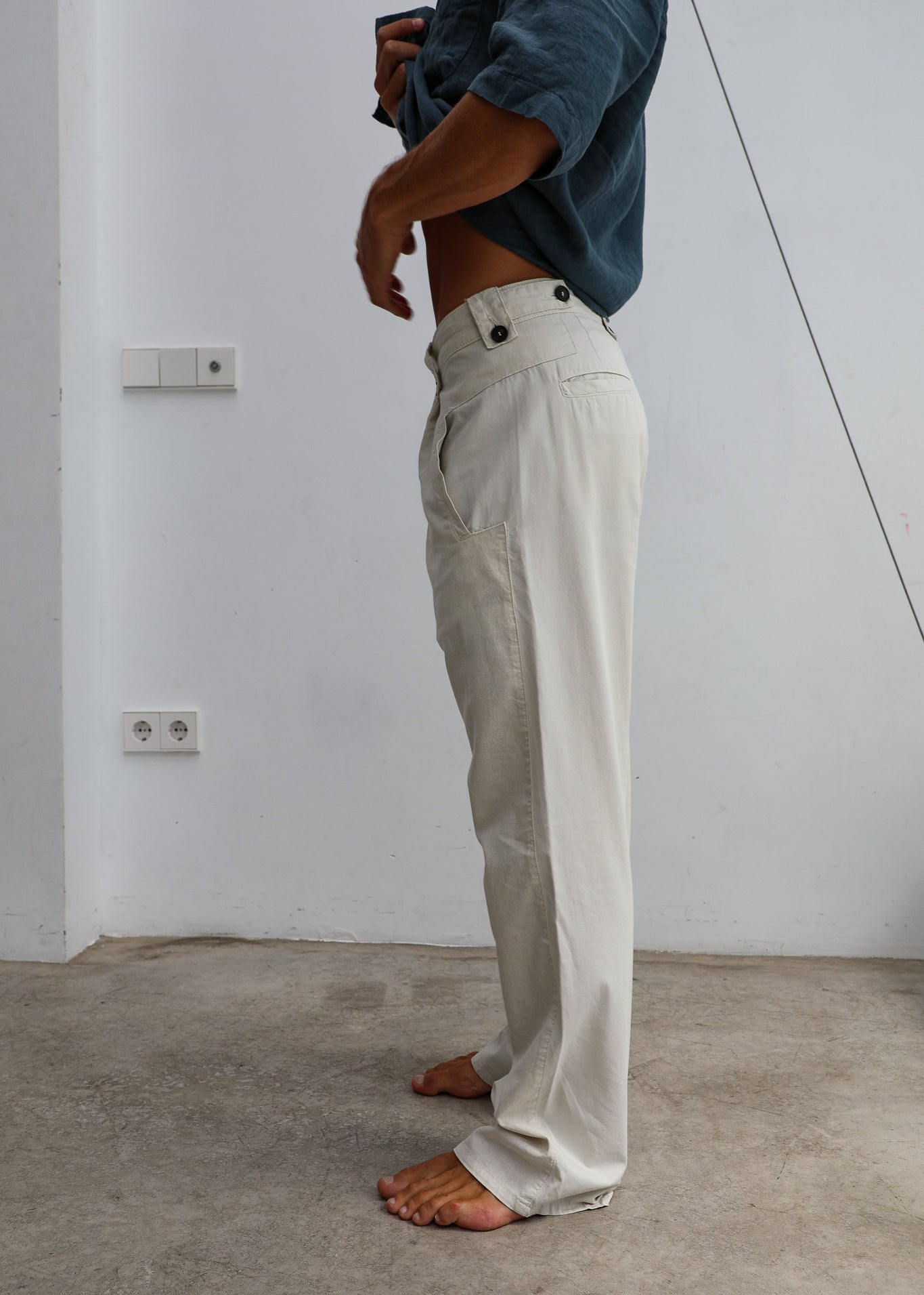 Modern Pleated Linen Pants Natural