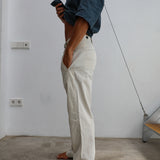Modern Pleated Linen Pants Natural