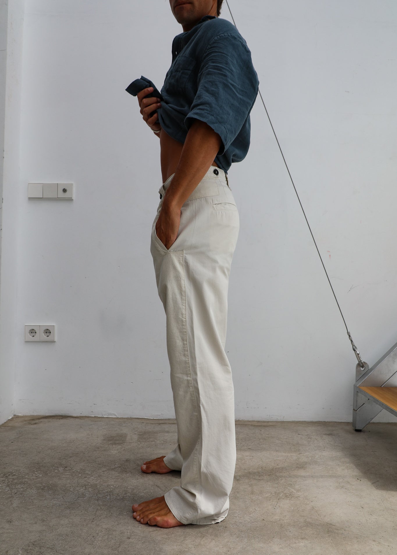 Modern Pleated Linen Pants Natural