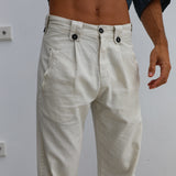 Modern Pleated Linen Pants Natural