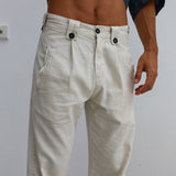 Modern Pleated Linen Pants Natural