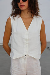 Linen Vest White