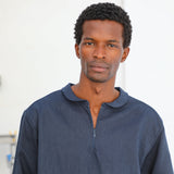 Modern Zip Linen Shirt Petrol