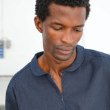 Modern Zip Linen Shirt Petrol
