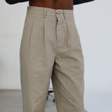 Retro Comfy Linen Pants Grey