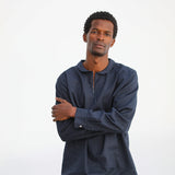 Modern Zip Linen Shirt Petrol