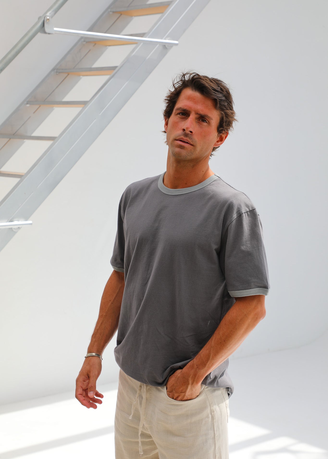Double Tone Trendy T-Shirt Grey