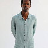 Guayabera Linen Jacket Blue Aqua