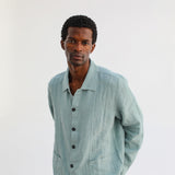 Guayabera Linen Jacket Blue Aqua