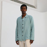 Guayabera Linen Jacket Blue Aqua