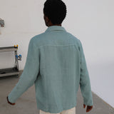 Guayabera Linen Jacket Blue Aqua