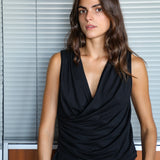 Crossed Tencel Top Black