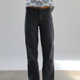 Crossed Linen Pants Petrol