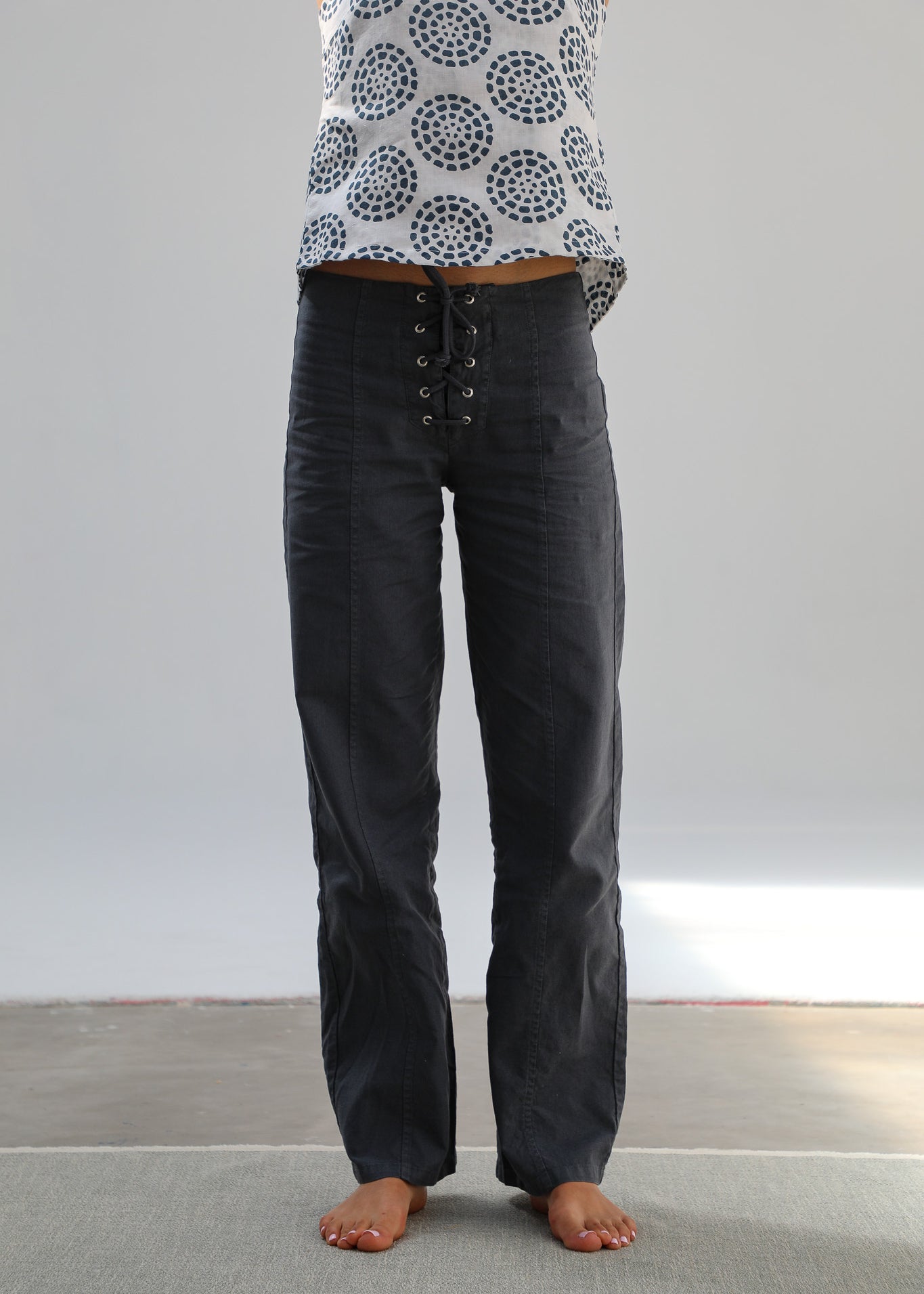 Crossed Linen Pants Petrol
