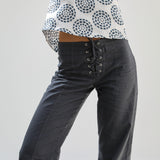 Crossed Linen Pants Petrol
