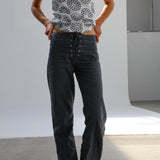 Crossed Linen Pants Petrol
