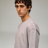 Trendy Side Buttons T-Shirt Light Grey