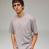 Trendy Side Buttons T-Shirt Light Grey