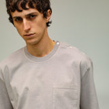 Trendy Side Buttons T-Shirt Light Grey