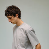 Trendy Side Buttons T-Shirt Light Grey