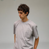 Trendy Side Buttons T-Shirt Light Grey
