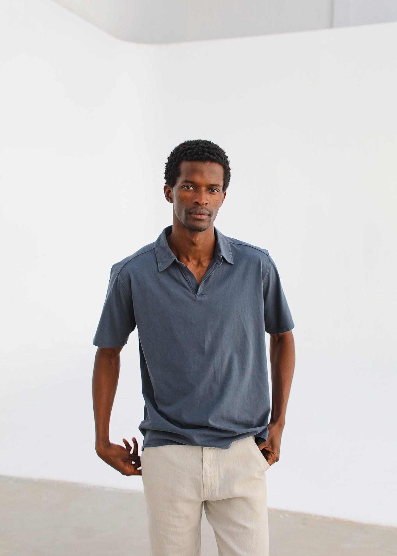 Short Modern Polo Navy