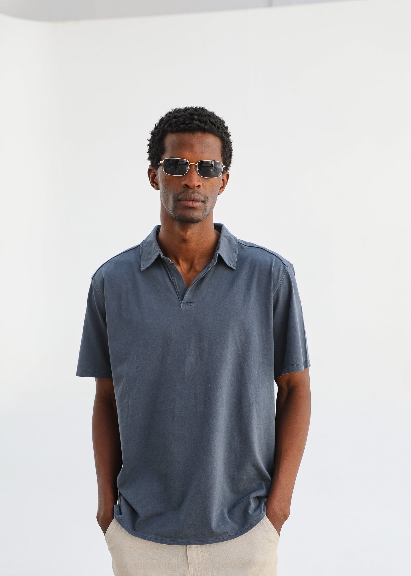 Short Modern Polo Navy