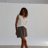 Short Linen Skirt Light Brown