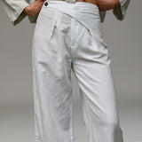 Linen Wrap Pants White