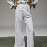 Linen Wrap Pants White