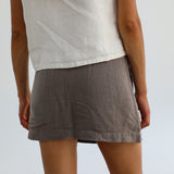 Short Linen Skirt Light Brown