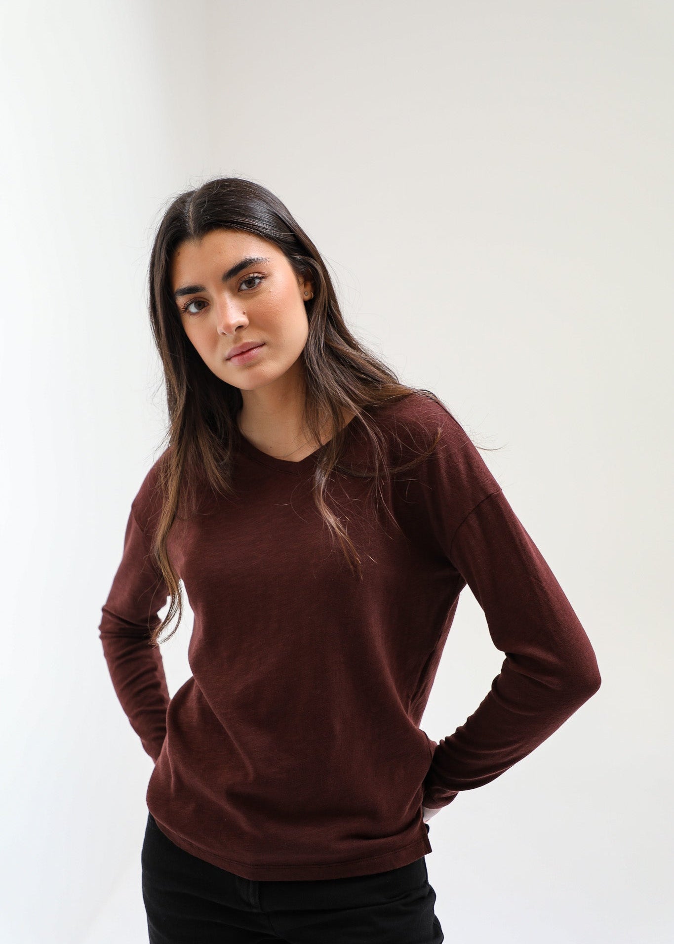 Cozy Long Trendy Burgundy
