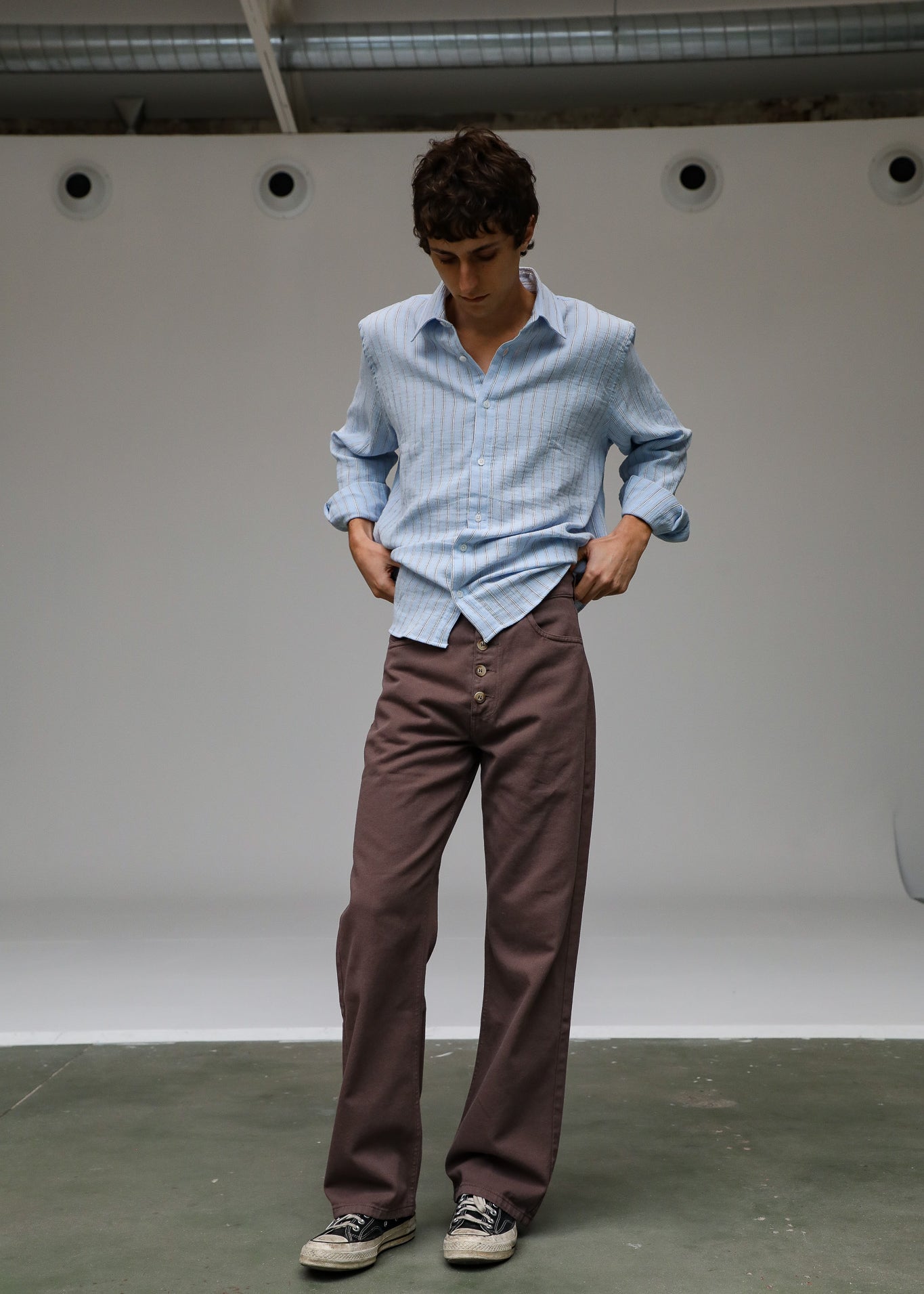 Front Buttons Comfy Pants Taupe