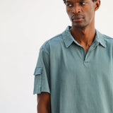 Short Modern Polo Pocket Green