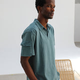 Short Modern Polo Pocket Green