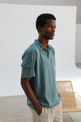 Short Modern Polo Pocket Green