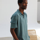 Short Modern Polo Pocket Green