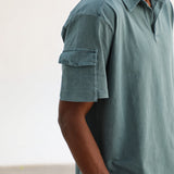 Short Modern Polo Pocket Green