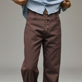 Front Buttons Comfy Pants Taupe